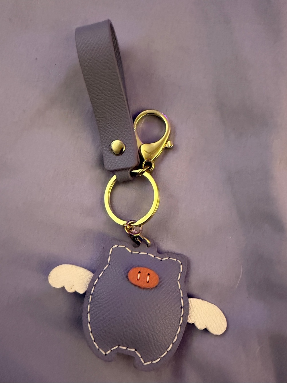 Pigs Fly Handmade Purple Keychain Bag Charm